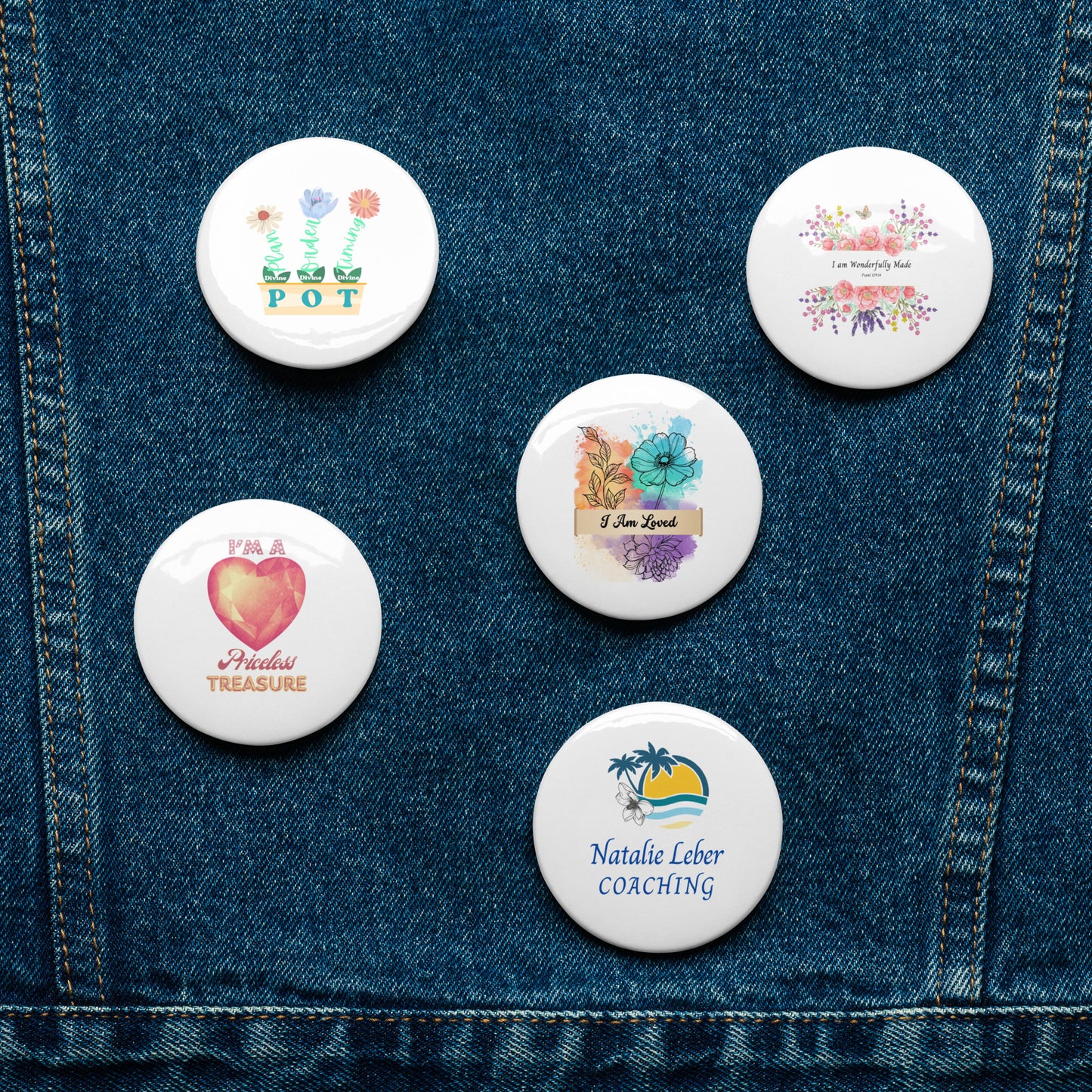Affirmation Set of pin buttons (5-Piece)