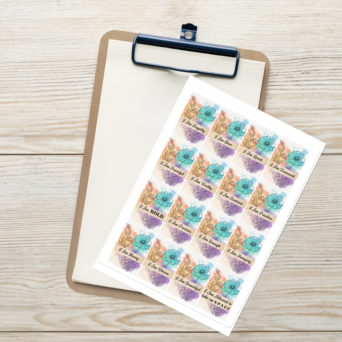 Affirmation Stickers – 16 Uplifting Designs on 1 Sheet